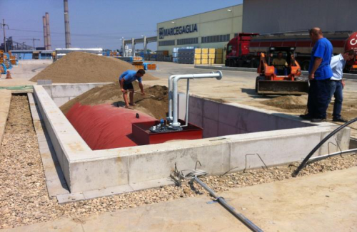 Red Chemical Storage Tank