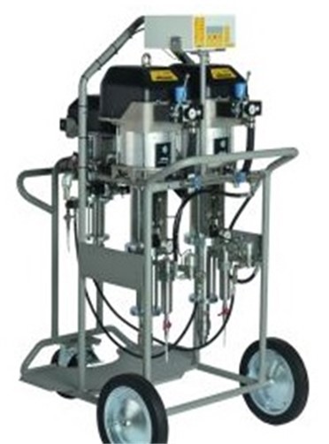 Dosing and Mixing unit on a custom portable dolly