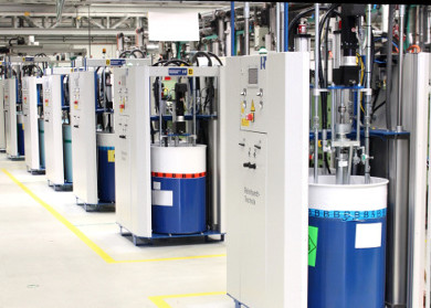 Liquid silicone rubber dispensing device for industrial applications